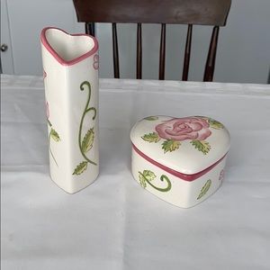Pink Roses & Butterfly Box & Pen Holder